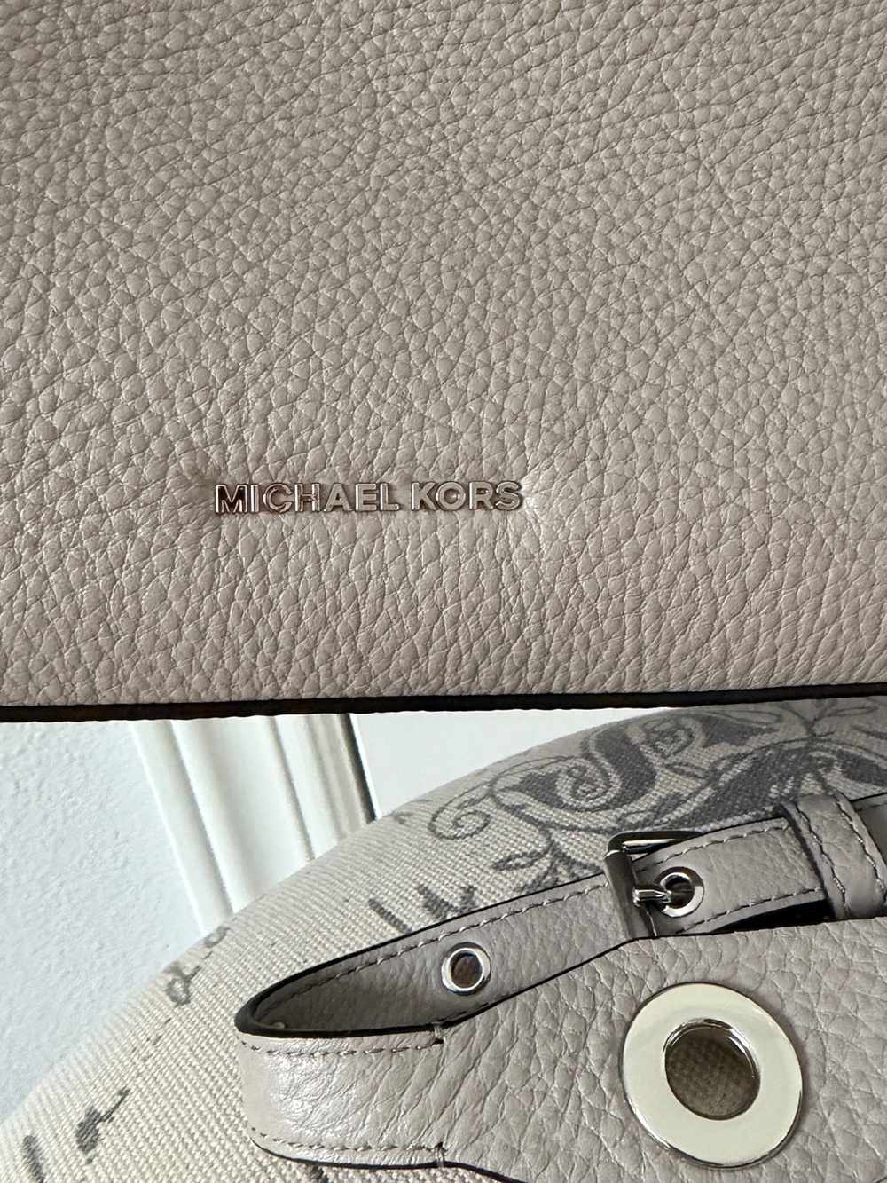Michael Kors Taupe Pebbled Leather Shoulder Tote - Picture 3 of 13